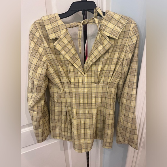 Topshop Yellow Plaid Women’s Blazer | Size 2 - Picture 9 of 11